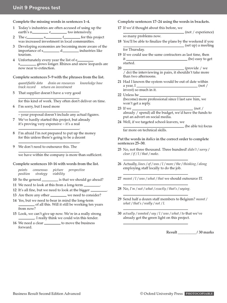 Unit 09 Progress Test | PDF | Economies | Business