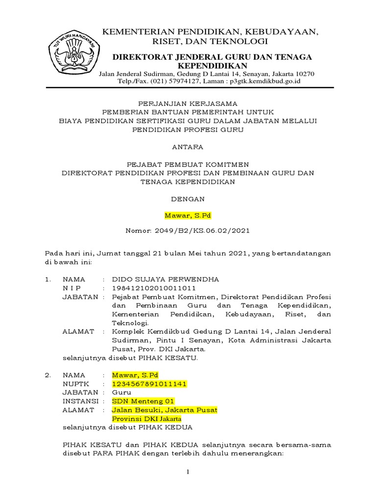 Format PKS PPG 2021 Contoh Format Yang Sudah Diisi Mahasiswa Angakatan ...