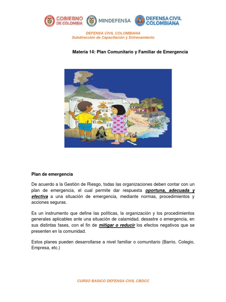 M14 Plan Comunitario y Familiar de Emergencia | PDF | Defensa Civil ...