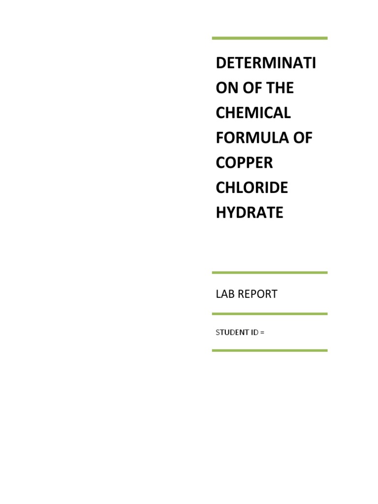 Determination of the Chemical Formula of Copper Chloride Hydrate PDF