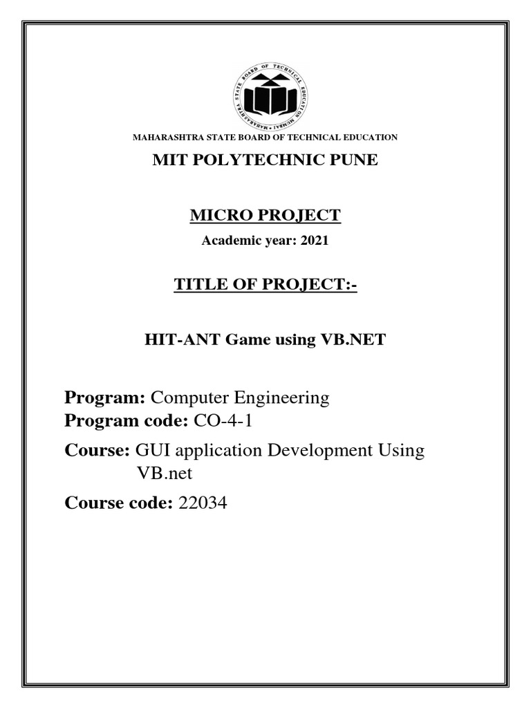 GUI Using VB - NET Micro Project | PDF | Visual Basic .Net | Computer ...