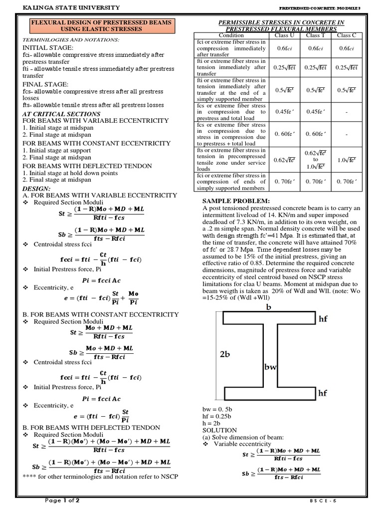 Flexural Design of Prestressed Beams | PDF | Beam (Structure ...