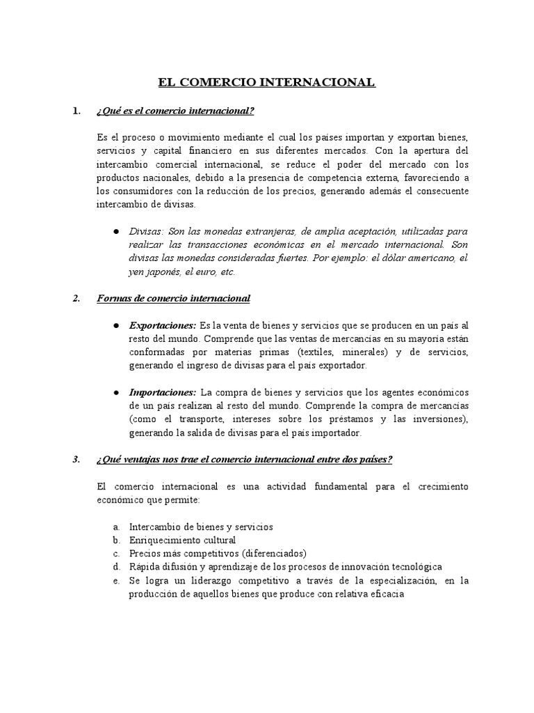 El Comercio Internacional y Las Ventajas Comparativas | PDF | Ventaja ...