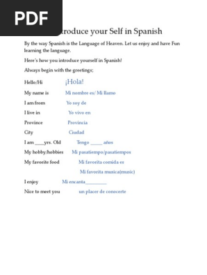 How To Introduce Yourself in Spanish | PDF