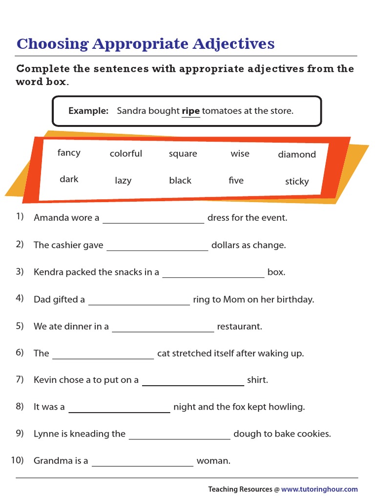 Completing Sentences with Adjectives | PDF