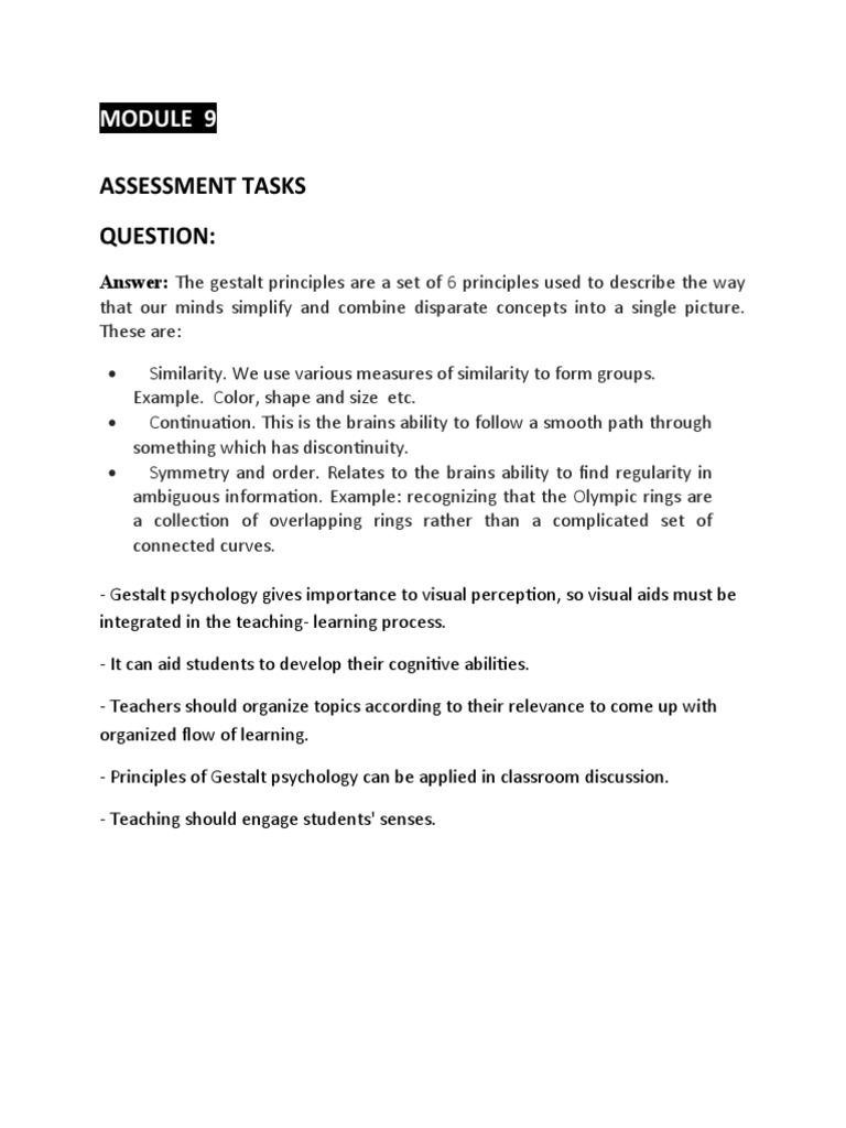 Assessment Tasks: Answer | PDF