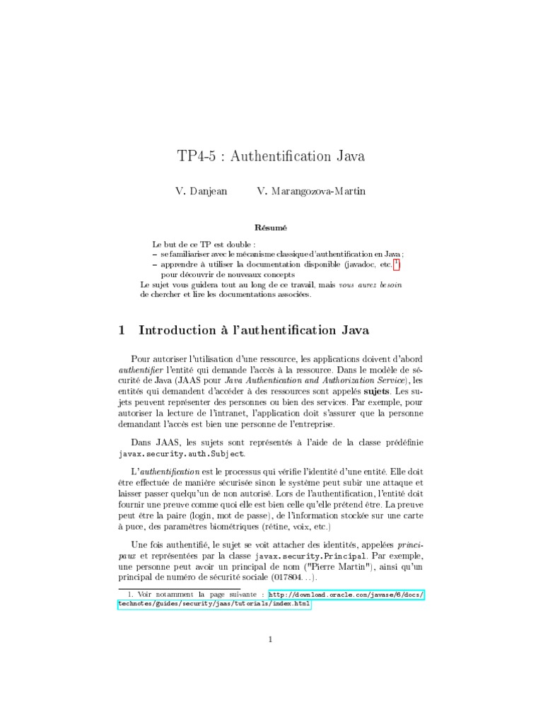 Tutoriel sur l'authentification JAAS en Java | PDF | Java (Langage de ...