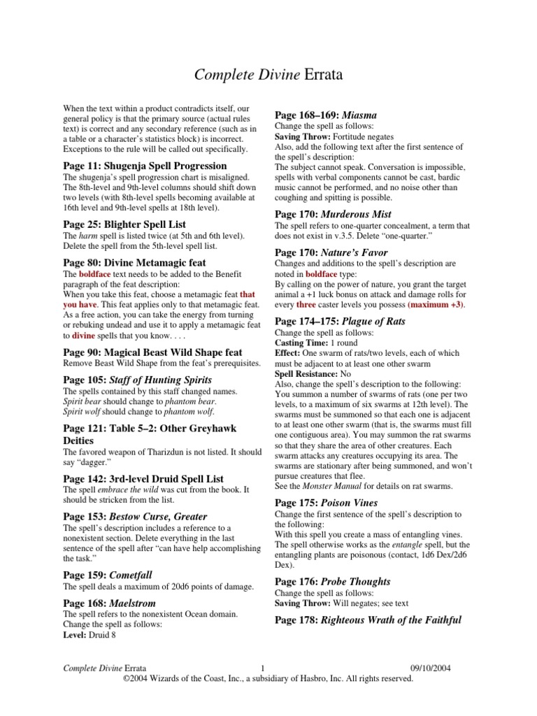 Complete Divine Errata Saving Throw Fortitude Negates PDF