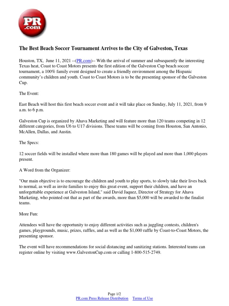 The Best Beach Soccer Tournament Arrives To The City of Galveston