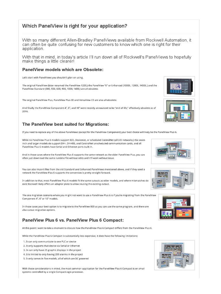 Which Panelview Is Right For Your Application? | PDF