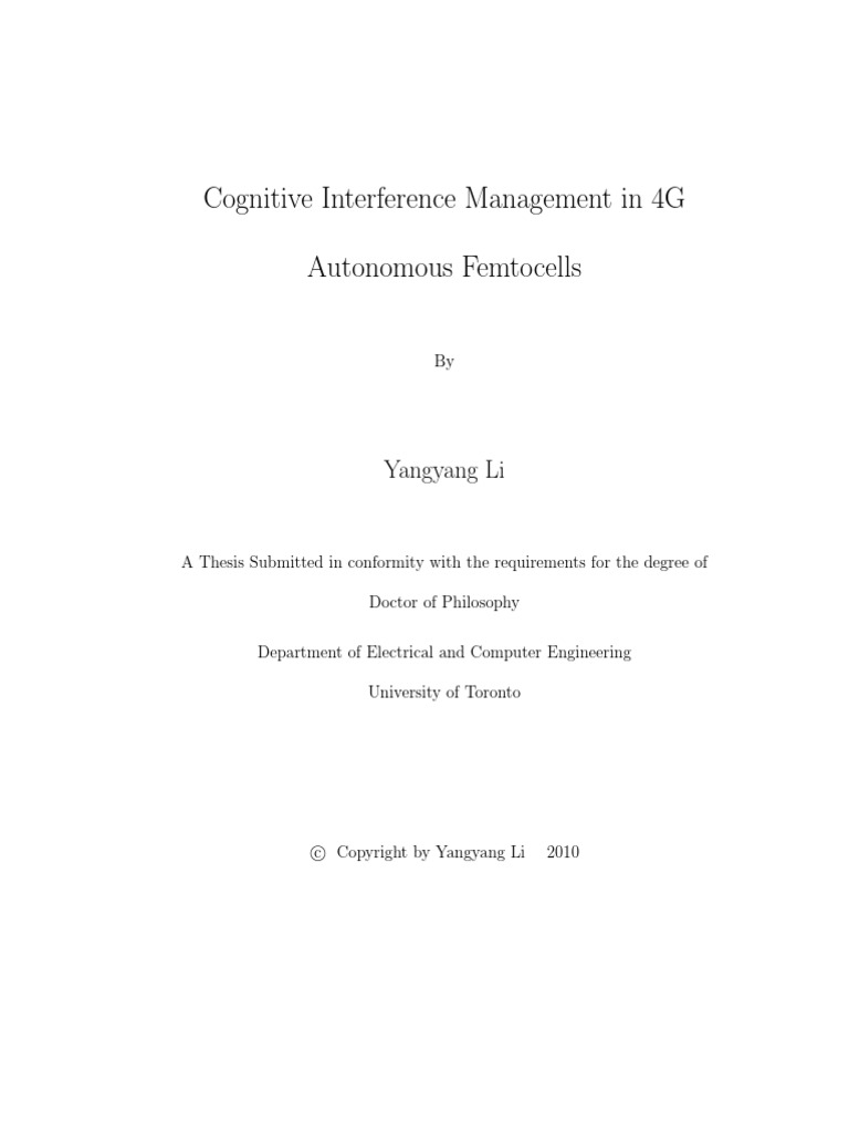 Cognitive Interference Management in 4G Autonomous Femtocells Li ...