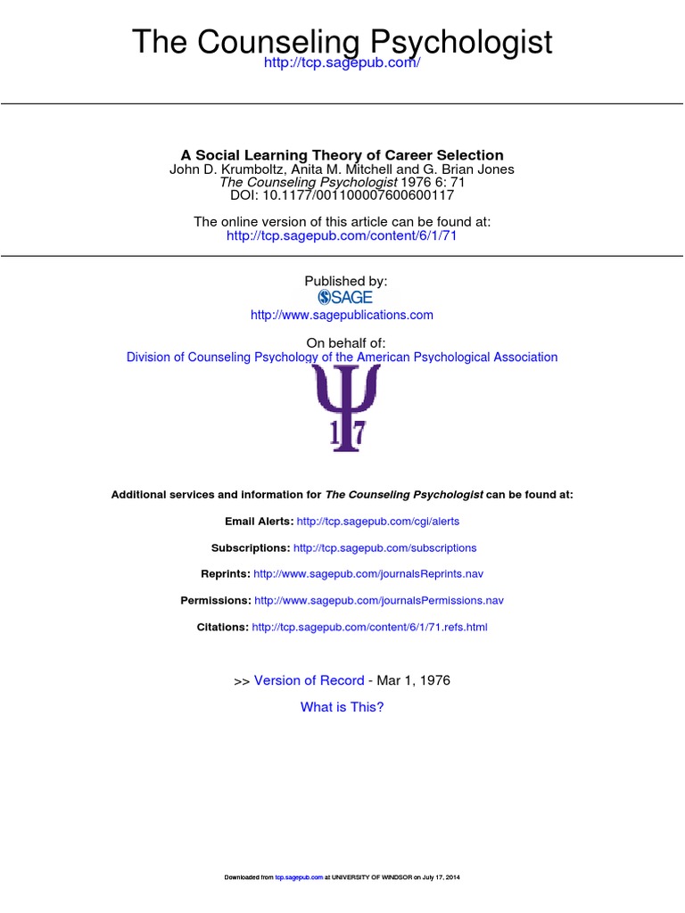 1976 krumboltz a social learning theory of career selection pdf
