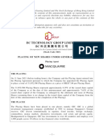 Bc Technology Group Limited BC 科 技 集 團 有 限 公 司: Placing Of New Shares Under General Mandate