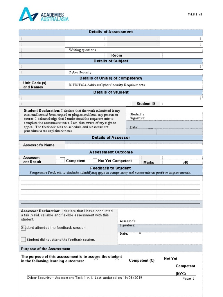 Cyber Security Assessment Task Overview | PDF | Computer Security ...