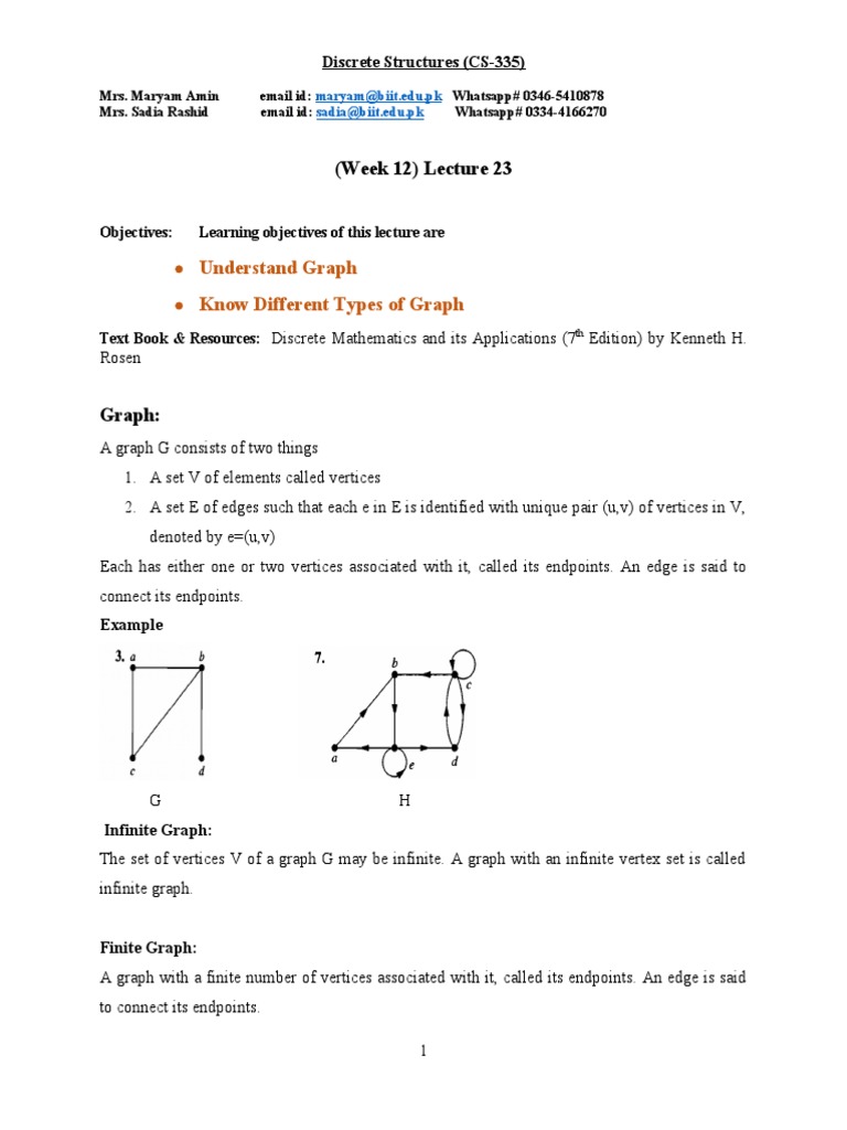 Graph Types & Properties Lecture | PDF | Vertex (Graph Theory ...