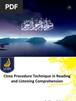 Cloze Procedure Technique in Reading and Listening Comprehension Slides