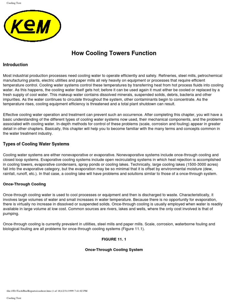 Cooling Tower Function | PDF | Air Conditioning | Heat Exchanger