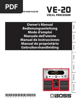 Boss Vocal Processor VE 20 Manual Do Proprietário | PDF 