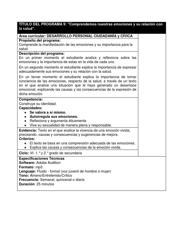 Sec. 2° DPCC Sesión 3 7junio | PDF | Asco | Las emociones