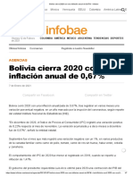 Bolivia Cierra 2020 Con Una Inflación Anual de 0,67% - Infobae