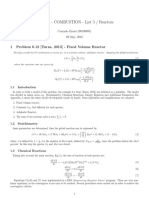 MEC126 - COMBUSTION - List 3 / Reactors: 1 Problem 6.12 (Turns, 2013) - Fixed Volume Reactor