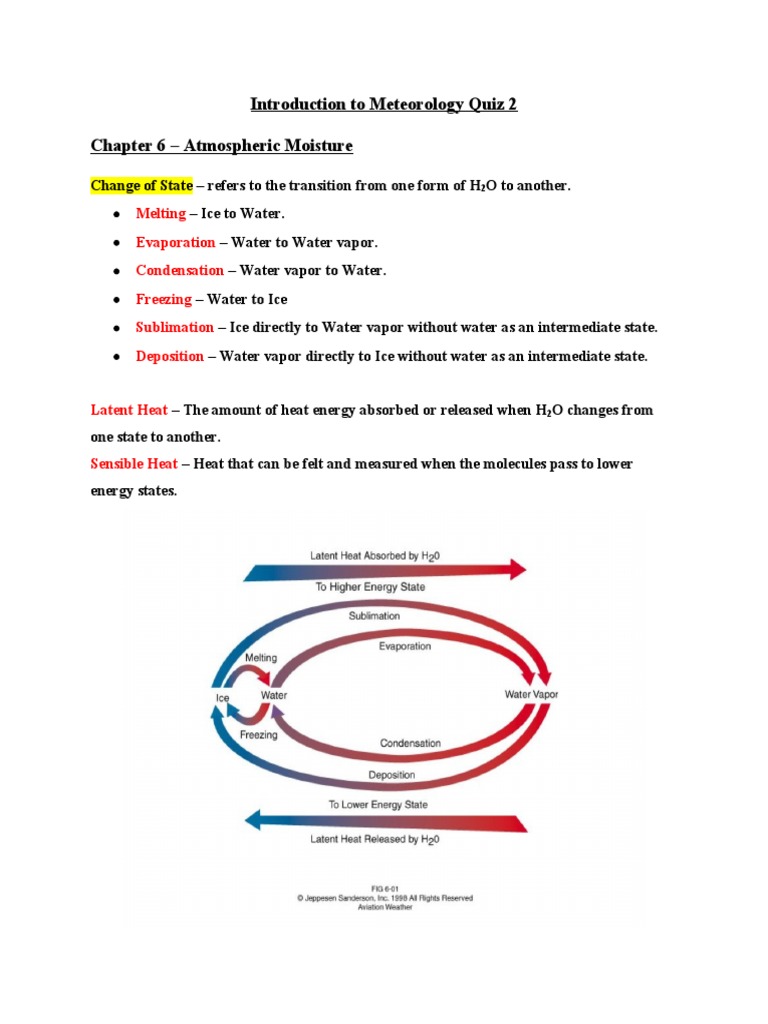 Meteorology Quiz: Atmospheric Moisture & Circulation | PDF | Water ...