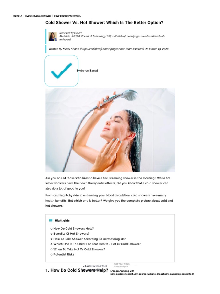 Cold Shower vs. Hot Shower - Which Is The Better Option - SkinKraft ...