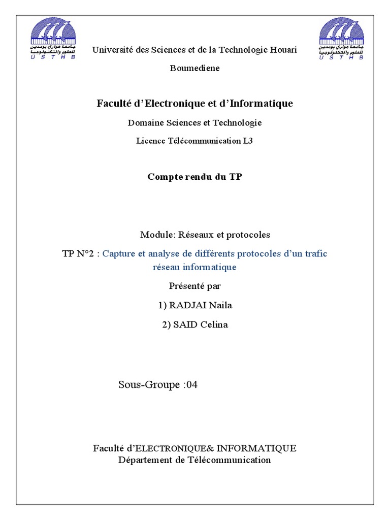 Analyse des Protocoles Réseau en TP | PDF | Protocoles Internet ...
