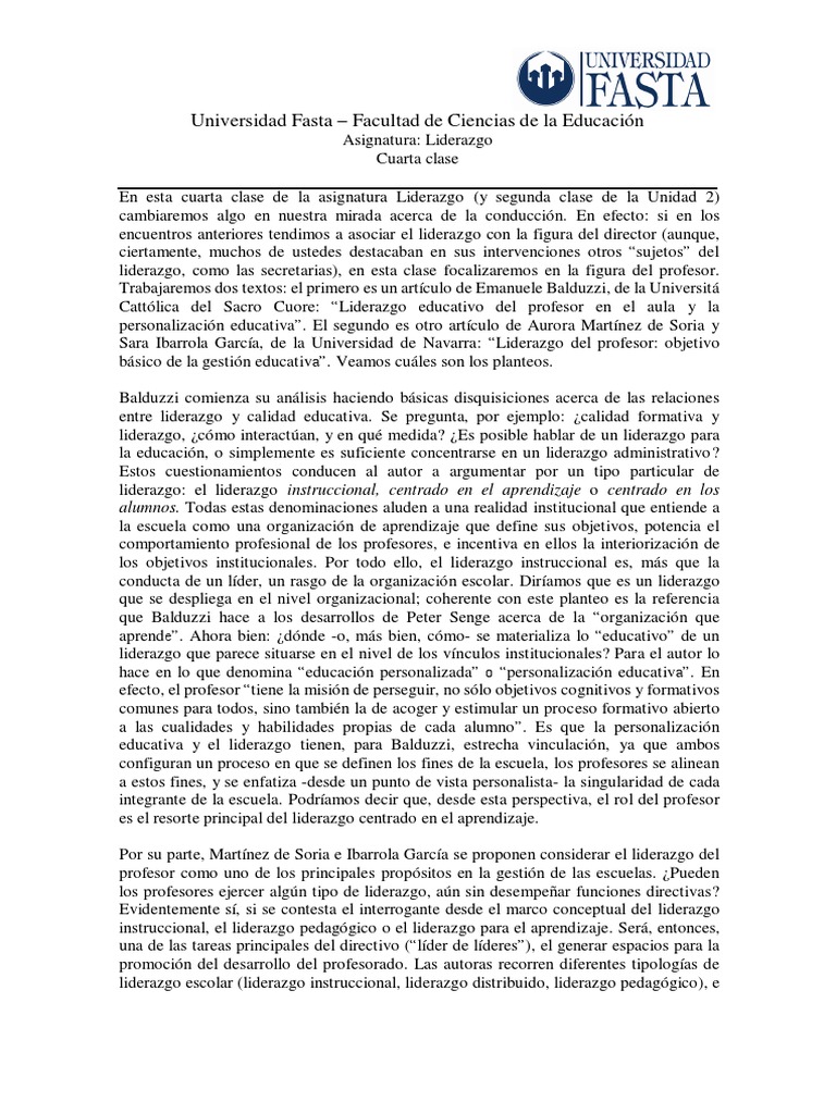 Liderazgo del Profesor en Educación | PDF | Liderazgo | Maestros