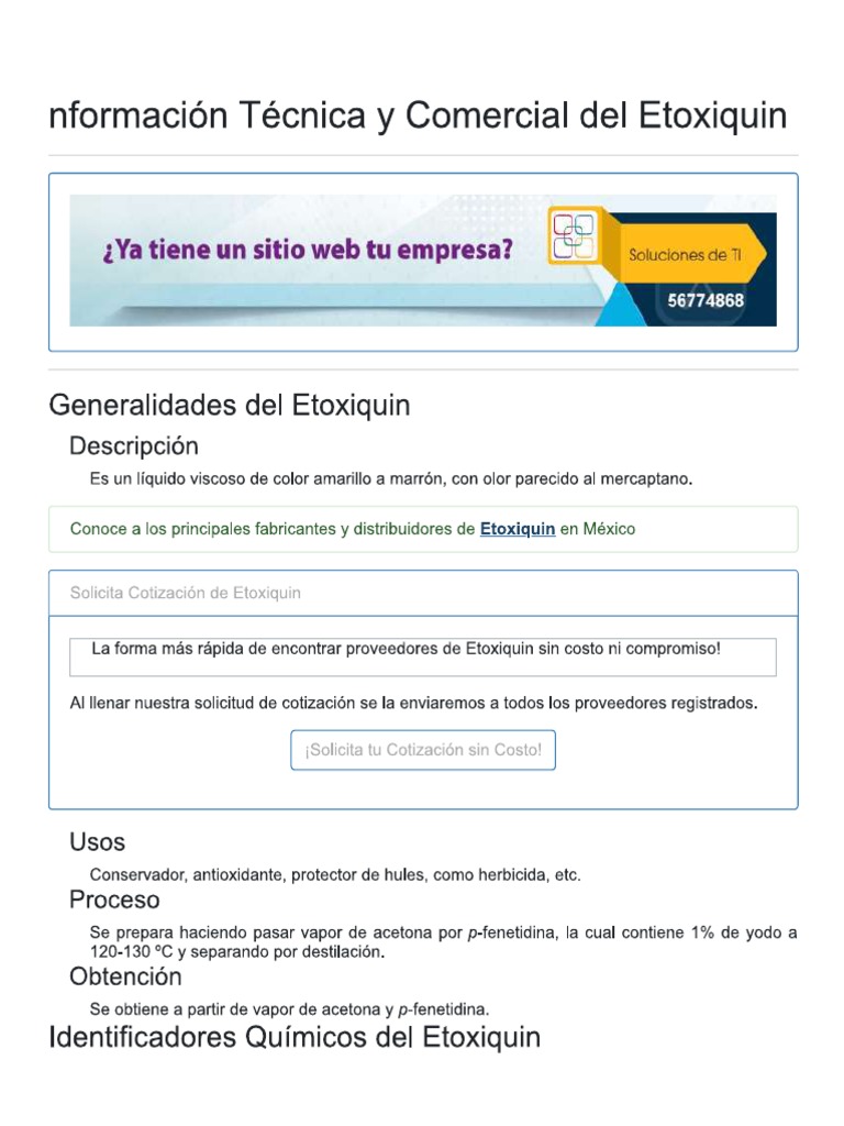 Especificacion Tecnica Etoxiquina Liquida PDF