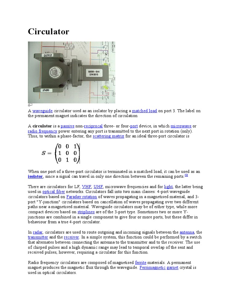 Microwave isolators properties types and applications in