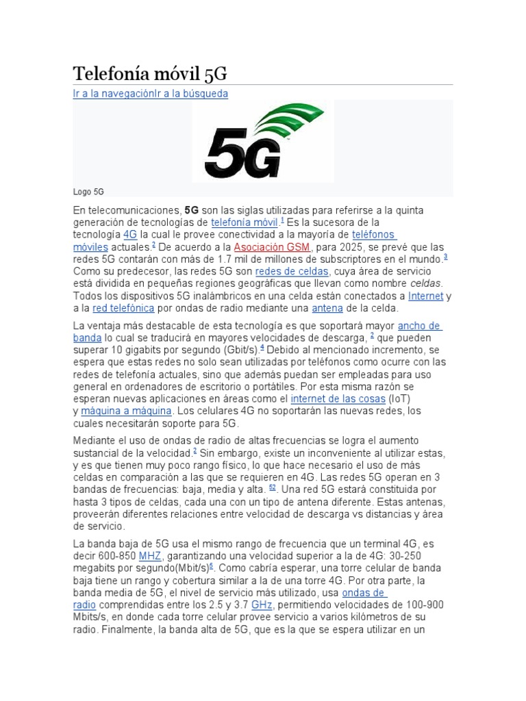 Telefonía Móvil 5G | PDF | 4 G | Telefonía móvil