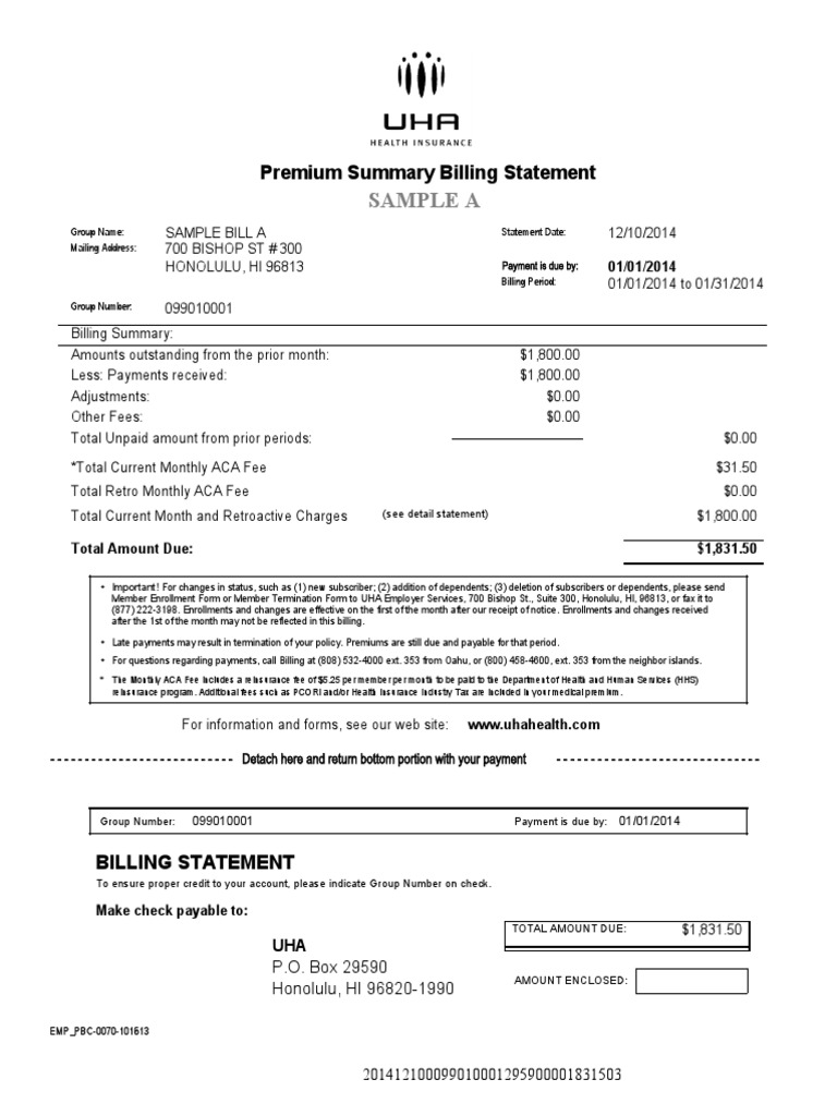 Premium Summary Billing Statement | PDF | Receipt | Reinsurance