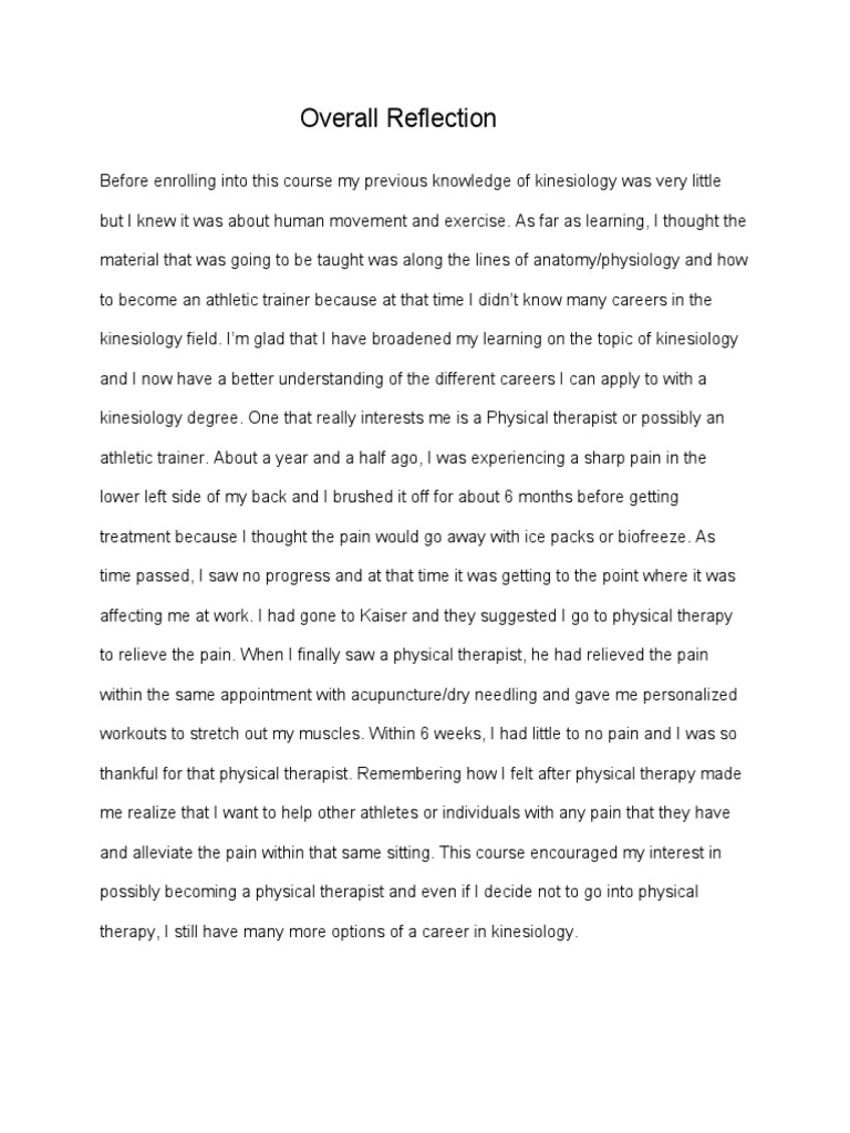 Overall Reflection | PDF | Self-Improvement