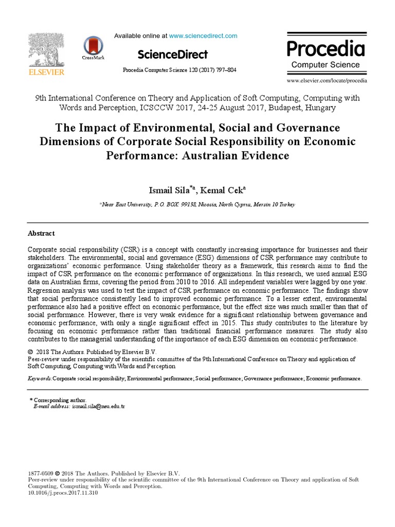 The Impact of Environmental, Social and Governance | PDF | Corporate ...