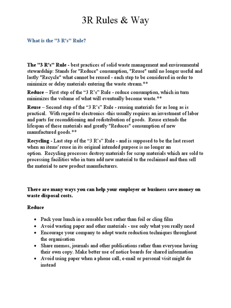 3R Rules & Way: What Is The 