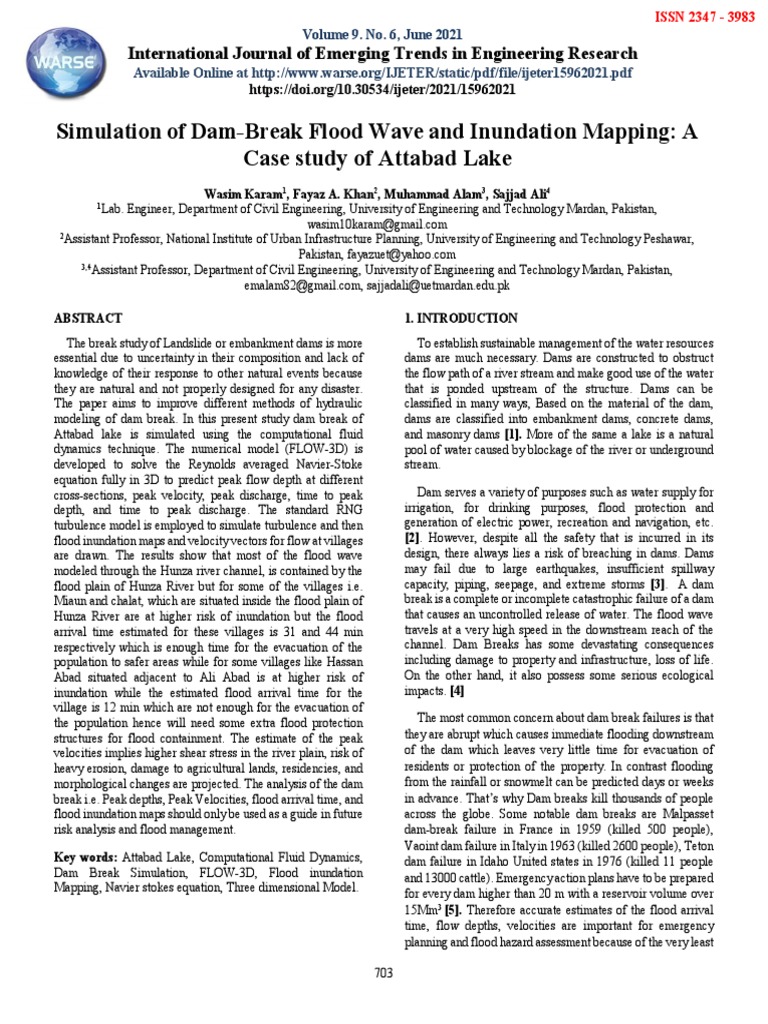 Simulation of Dam-Break Flood Wave and Inundation Mapping: A Case Study ...
