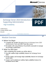 Exchange Server 2010 Introduction To Supporting Administration