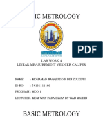Basic Metrology: Lab Work 4 Linear Measurement Vernier Caliper