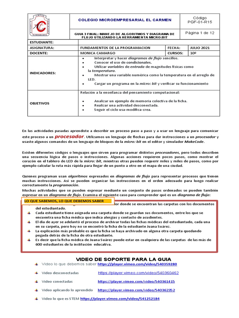 Guia 3 - 2p Fundamentos de Software Grado 10º1 | PDF | Programa de ...