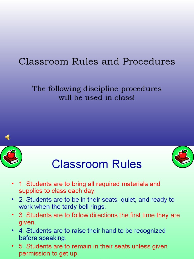 Classroom Rules and Procedures Guide | PDF | Notebook | Classroom