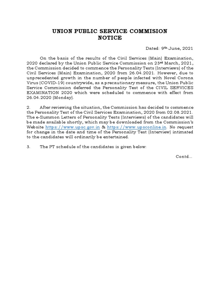 Union Public Service Commision Notice | PDF | Viral Respiratory Tract ...