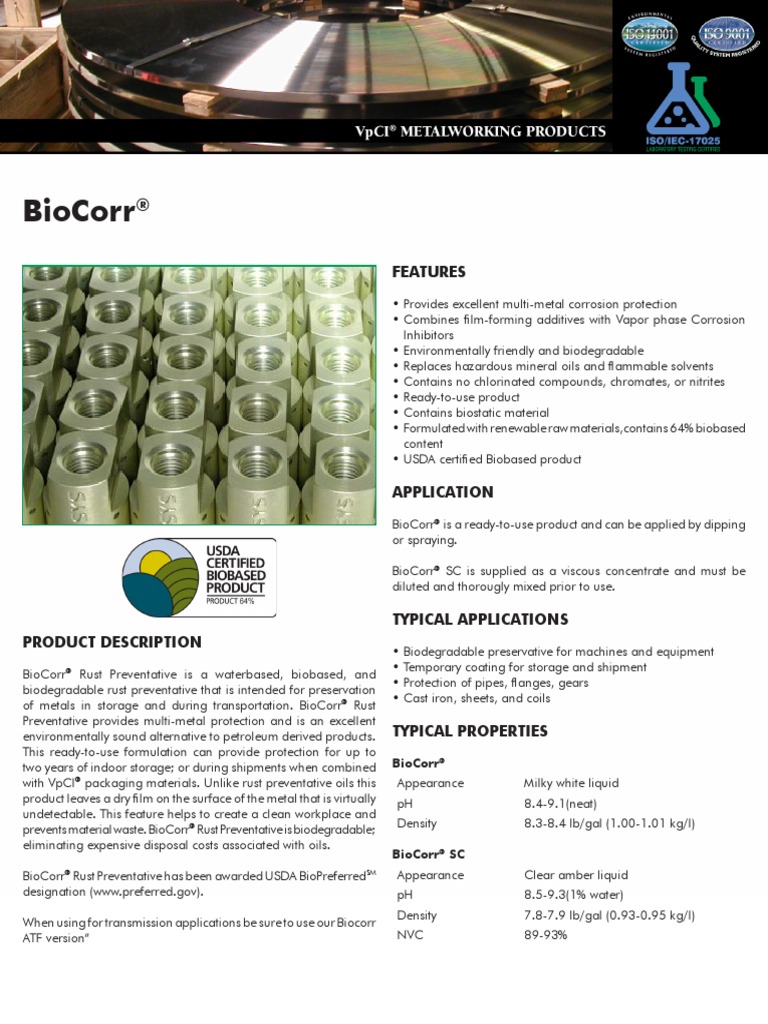 BioCorr Rust Preventative | PDF | Rust | Corrosion