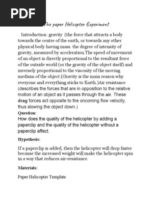 The paper Helicopter Experiment
