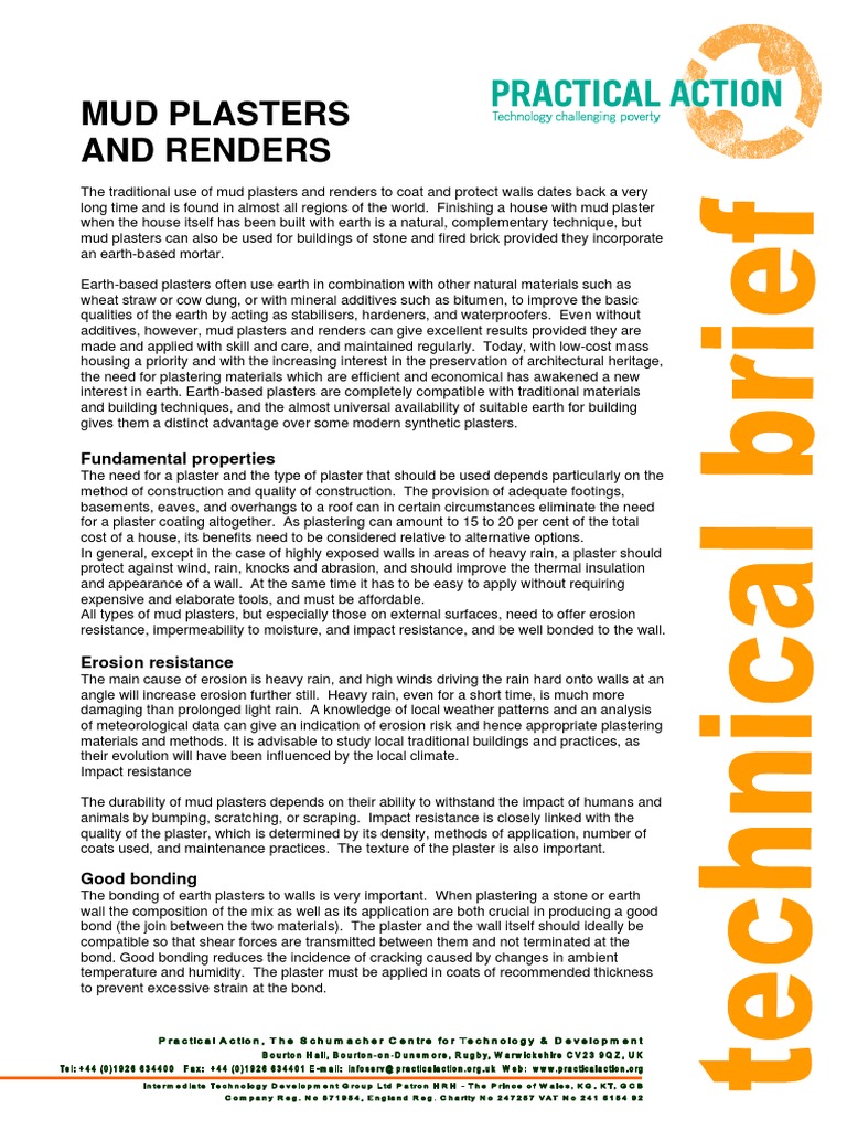 Mud Plasters and Renders: Fundamental Properties | PDF | Plaster | Mud