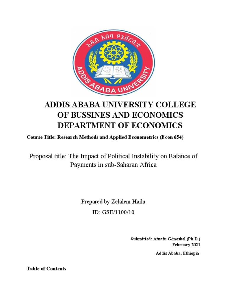 ADDIS ABABA UNIVERSITY COLLEGE OF BUSSINES AND ECONOMICS DEPARTMENT OF ...