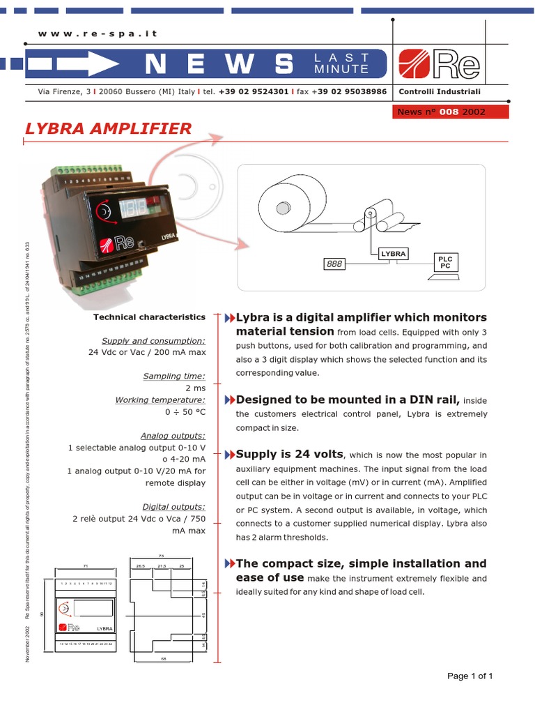 Lybra Digital Load Cell Amplifier | PDF | Amplifier | Programmable ...
