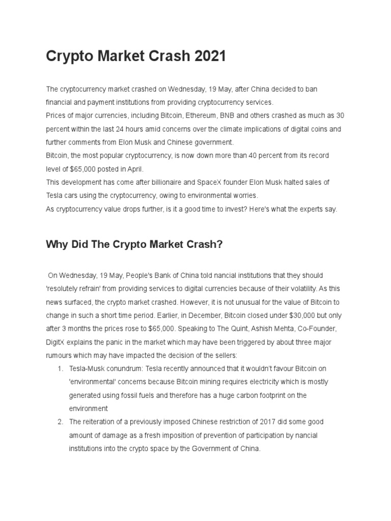 Crypto Market Crash Explained: May 2021 | PDF | Cryptocurrency | Bitcoin