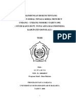 Skripsi Perlindungan Hukum Tentang Jaminan Sosial Tenaga Kerja Uu No 3 THN 1992