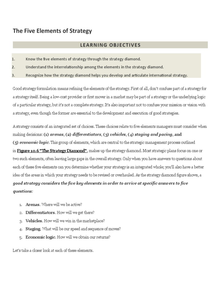Five Elements of Strategy Explained | PDF | Strategic Management ...